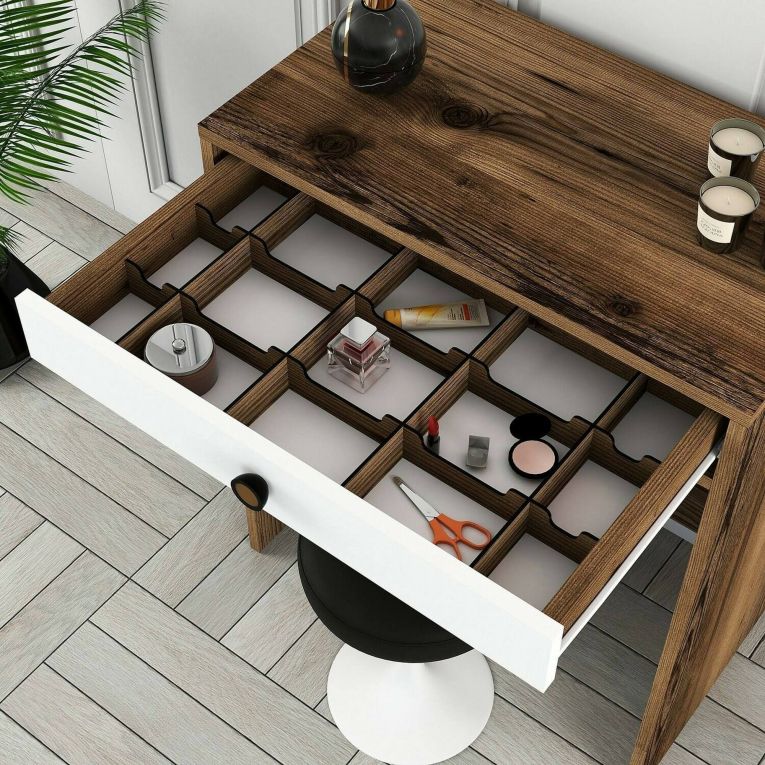 Consolle make up 70x84x40h cm noce e bianco - Bedonia