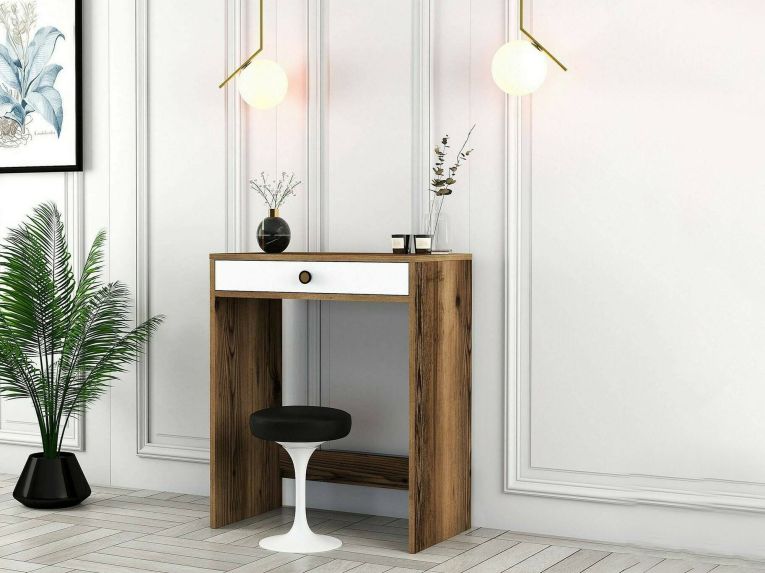 Consolle make up 70x84x40h cm noce e bianco - Bedonia