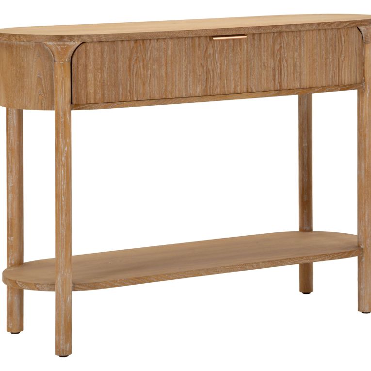 Consolle Marrone Ciliegio oro 2 Ripiani Effetto Invecchiato con 1 Cassetto 110x40x80h cm, Materiale Struttura in Metallo - Faliha