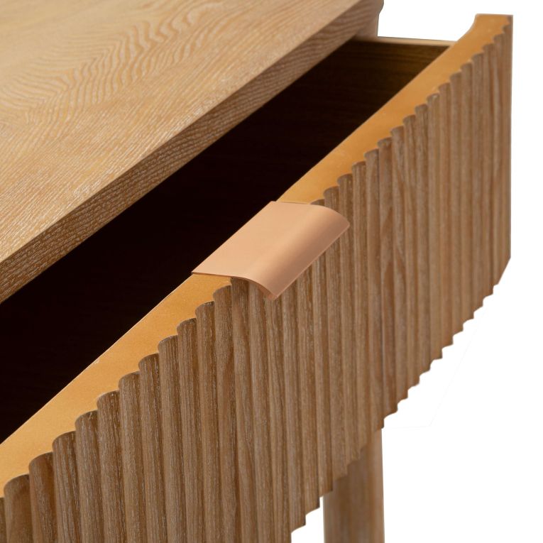 Consolle Marrone Ciliegio oro 2 Ripiani Effetto Invecchiato con 1 Cassetto 110x40x80h cm, Materiale Struttura in Metallo - Faliha