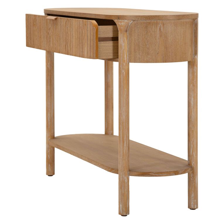 Consolle Marrone Ciliegio oro 2 Ripiani Effetto Invecchiato con 1 Cassetto 110x40x80h cm, Materiale Struttura in Metallo - Faliha