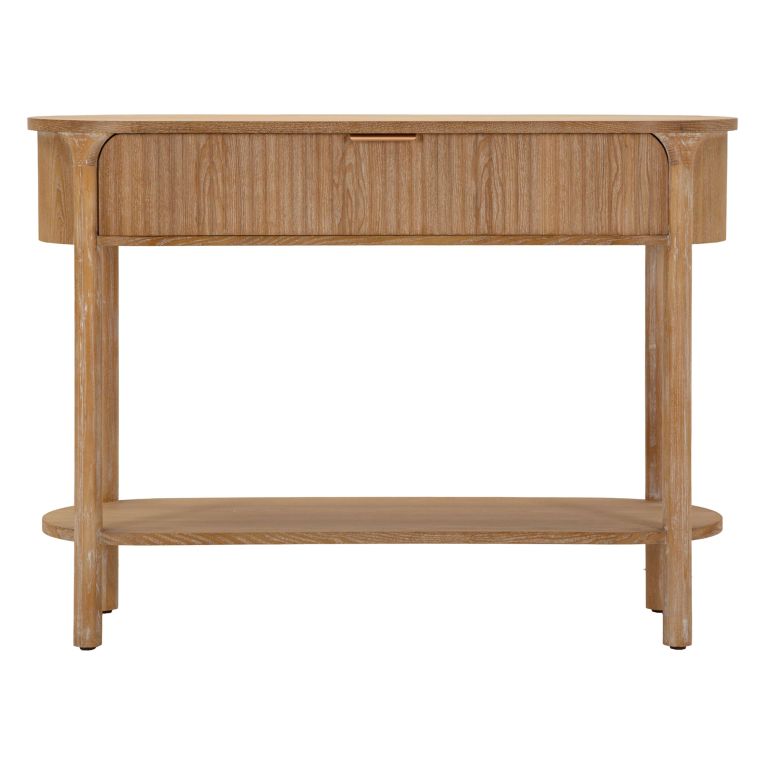 Consolle Marrone Ciliegio oro 2 Ripiani Effetto Invecchiato con 1 Cassetto 110x40x80h cm, Materiale Struttura in Metallo - Faliha