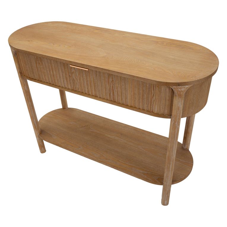 Consolle Marrone Ciliegio oro 2 Ripiani Effetto Invecchiato con 1 Cassetto 110x40x80h cm, Materiale Struttura in Metallo - Faliha