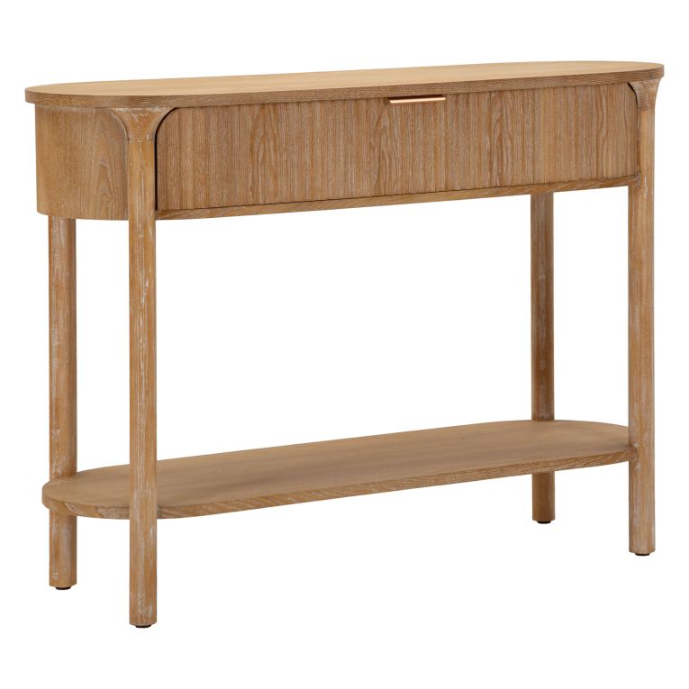 Consolle Marrone Ciliegio oro 2 Ripiani Effetto Invecchiato con 1 Cassetto 110x40x80h cm, Materiale Struttura in Metallo - Faliha