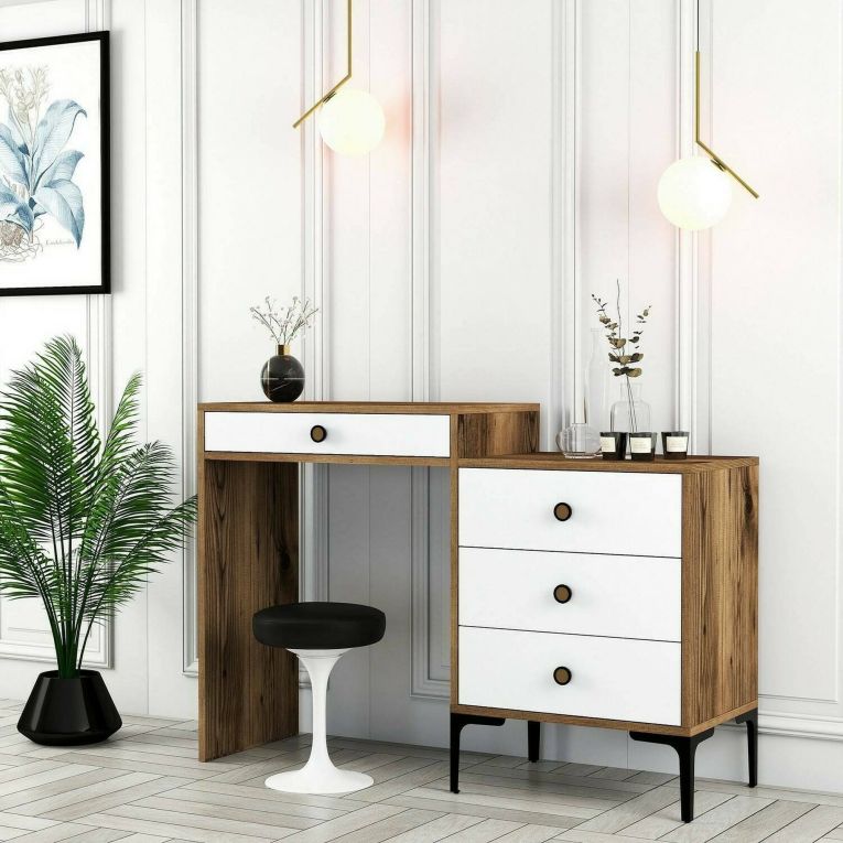 Consolle Marrone Noce Bianco 2 Ripiani Peso Supportato 25 kg 124x40x85h cm, Colore Ripiano Marrone - Artegna