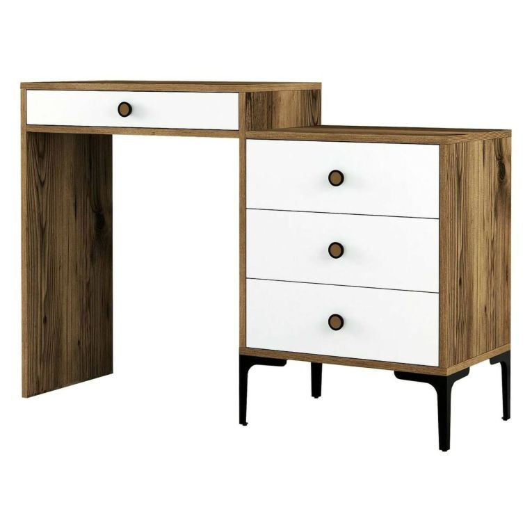 Consolle Marrone Noce Bianco 2 Ripiani Peso Supportato 25 kg 124x40x85h cm, Colore Ripiano Marrone - Artegna