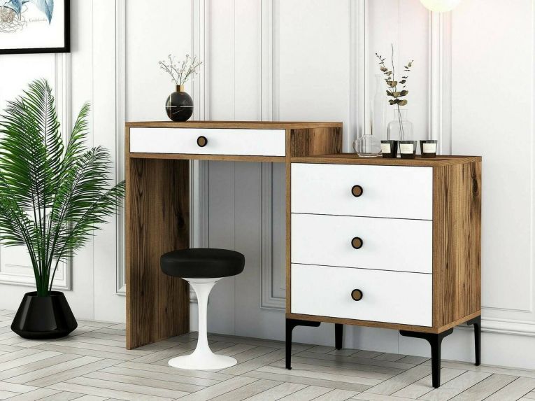 Consolle Marrone Noce Bianco 2 Ripiani Peso Supportato 25 kg 124x40x85h cm, Colore Ripiano Marrone - Artegna