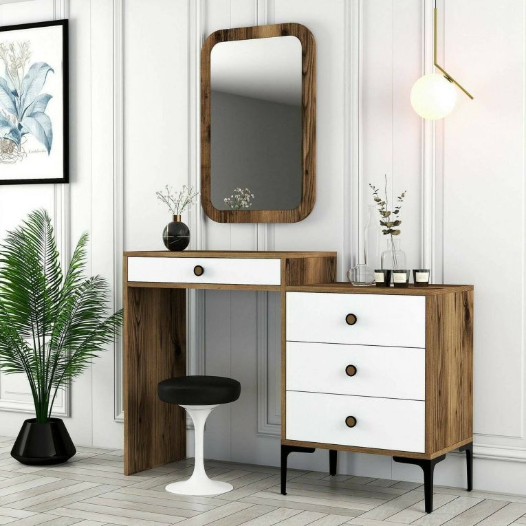 Consolle Marrone Noce Bianco 2 Ripiani Peso Supportato 25 kg 124x40x85h cm, Colore Ripiano Marrone - Namtheun