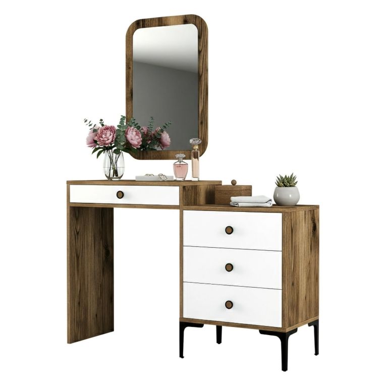 Consolle Marrone Noce Bianco 2 Ripiani Peso Supportato 25 kg 124x40x85h cm, Colore Ripiano Marrone - Namtheun
