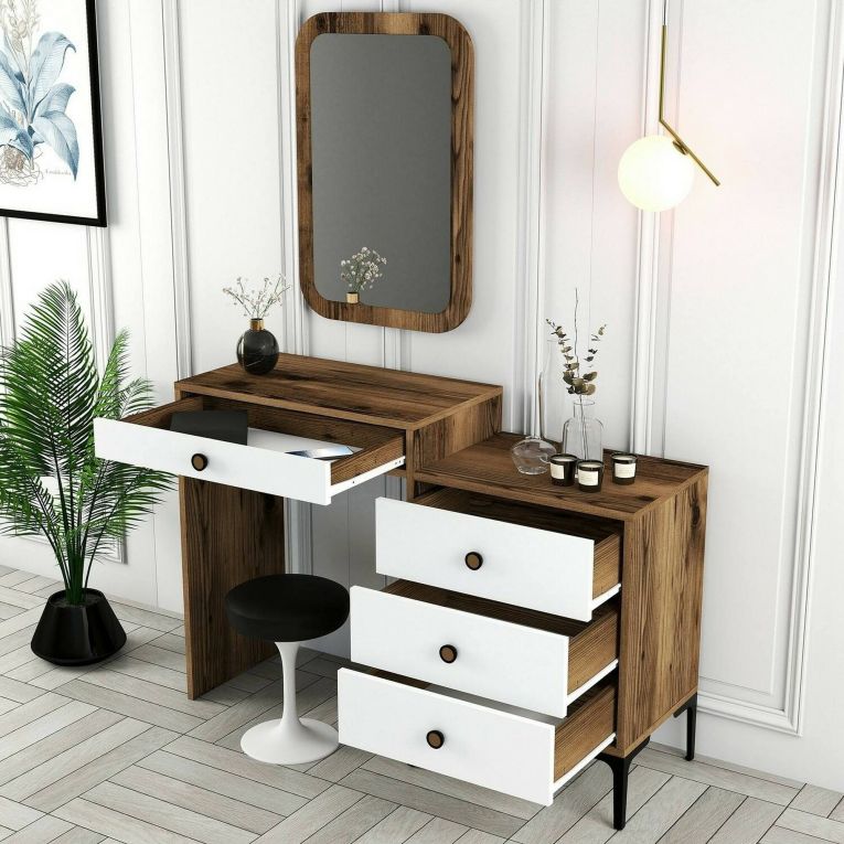Consolle Marrone Noce Bianco 2 Ripiani Peso Supportato 25 kg 124x40x85h cm, Colore Ripiano Marrone - Namtheun
