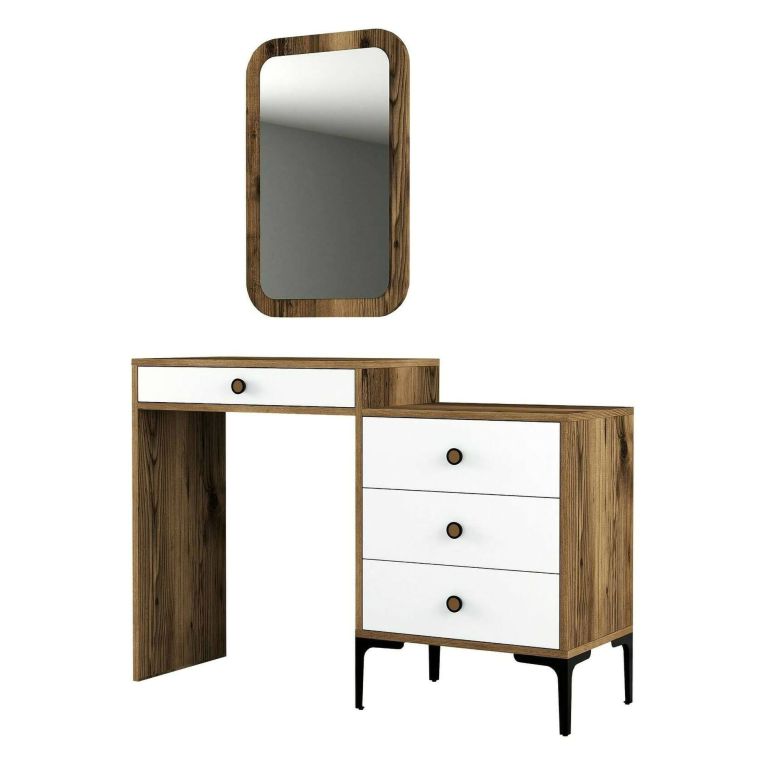 Consolle Marrone Noce Bianco 2 Ripiani Peso Supportato 25 kg 124x40x85h cm, Colore Ripiano Marrone - Namtheun