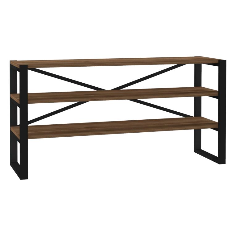 Consolle Marrone Noce Nero 2 Ripiani 2 Vani 120x32x59h cm, Colore Ripiano Marrone - Envie