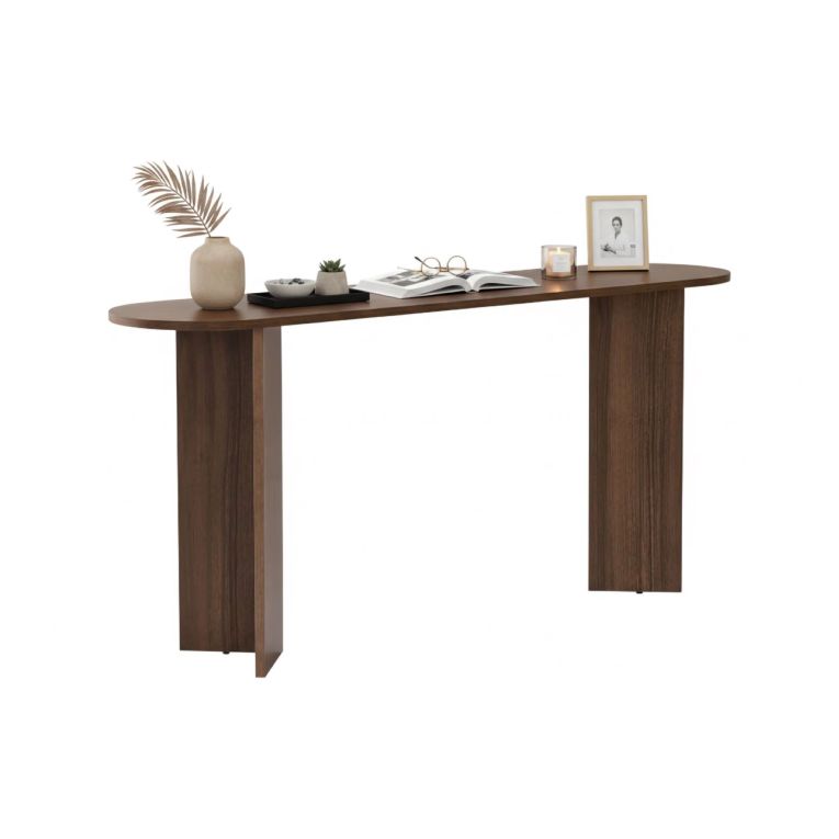 Consolle Marrone Noce un Ripiano Peso Supportato 25 kg 150x35x75h cm, Colore Ripiano Marrone - Cercino