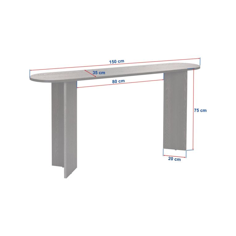 Consolle Marrone Noce un Ripiano Peso Supportato 25 kg 150x35x75h cm, Colore Ripiano Marrone - Cercino