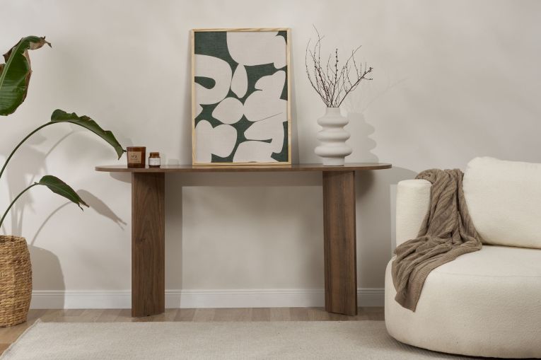 Consolle Marrone Noce un Ripiano Peso Supportato 25 kg 150x35x75h cm, Colore Ripiano Marrone - Cercino