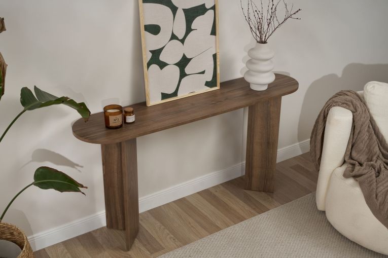 Consolle Marrone Noce un Ripiano Peso Supportato 25 kg 150x35x75h cm, Colore Ripiano Marrone - Cercino