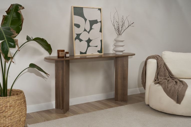 Consolle Marrone Noce un Ripiano Peso Supportato 25 kg 150x35x75h cm, Colore Ripiano Marrone - Cercino