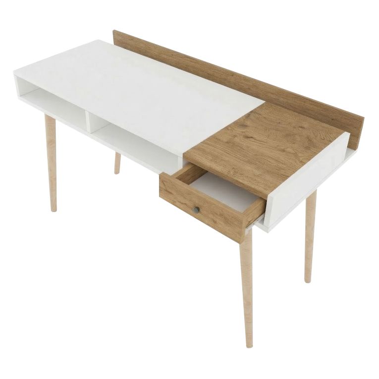 Consolle Marrone Rovere Bianco un Ripiano 2 Vani 120x53x72h cm, Colore Ripiano Bianco - Carugo