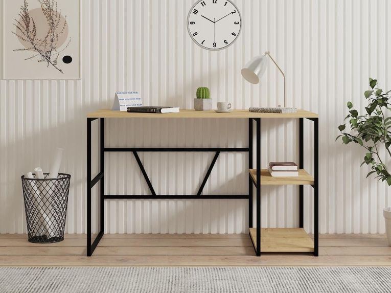 Consolle Marrone Rovere Nero un Ripiano 2 Vani 120x60x74h cm, Colore Ripiano Marrone - Persiceto