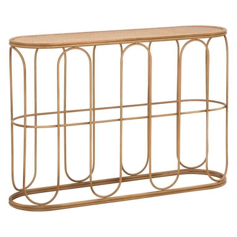 Consolle Marrone un Ripiano Struttura Effetto Bamboo 110x32x77h cm, Materiale Struttura in Legno - Tiznit