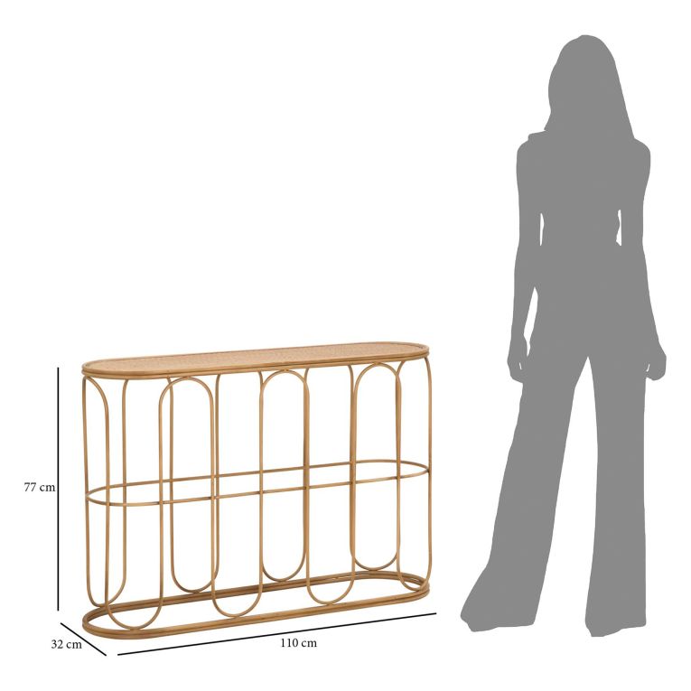 Consolle Marrone un Ripiano Struttura Effetto Bamboo 110x32x77h cm, Materiale Struttura in Legno - Tiznit