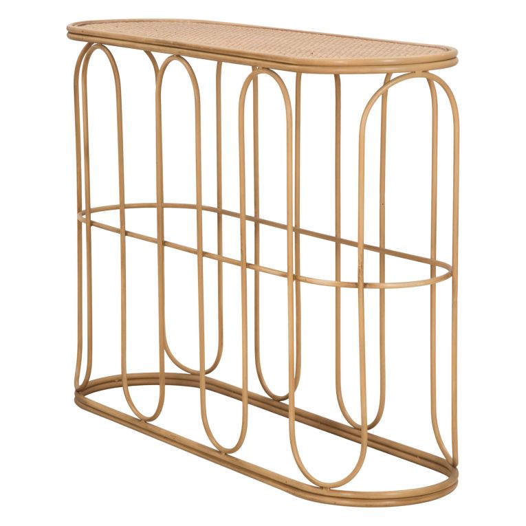 Consolle Marrone un Ripiano Struttura Effetto Bamboo 110x32x77h cm, Materiale Struttura in Legno - Tiznit