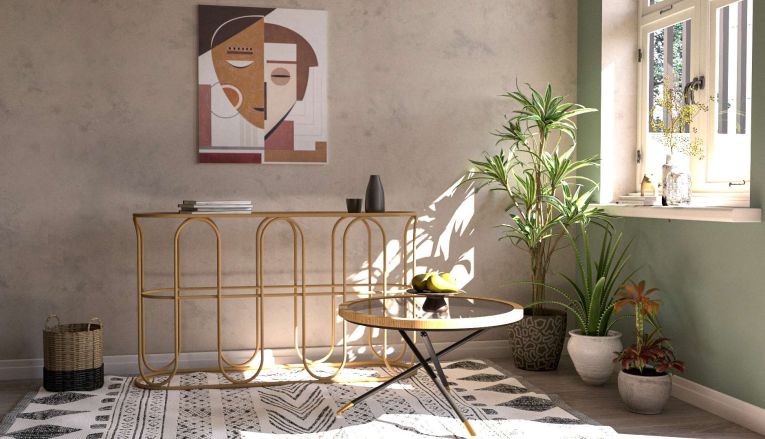 Consolle Marrone un Ripiano Struttura Effetto Bamboo 110x32x77h cm, Materiale Struttura in Legno - Tiznit