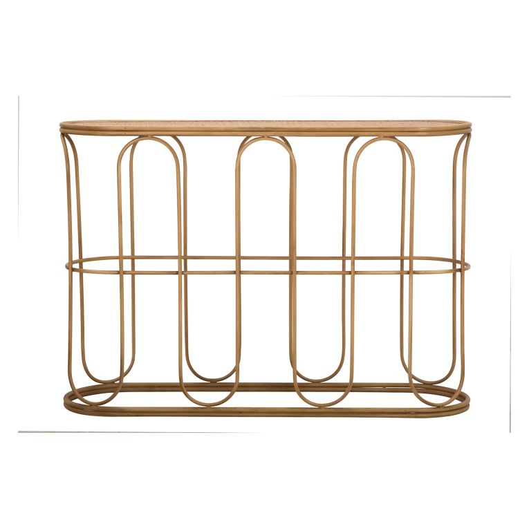 Consolle Marrone un Ripiano Struttura Effetto Bamboo 110x32x77h cm, Materiale Struttura in Legno - Tiznit