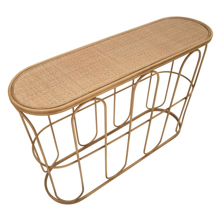 Consolle Marrone un Ripiano Struttura Effetto Bamboo 110x32x77h cm, Materiale Struttura in Legno - Tiznit