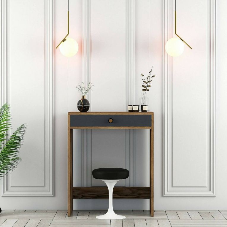 Consolle moderna 70x84x40h cm noce e antracite - Bedonia