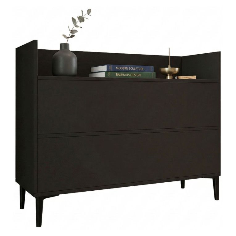Consolle Nero Antracite 2 Vani Colore Ripiano Nero 110x35x85h cm, Sfumatura Colore Struttura Antracite - Trappeto