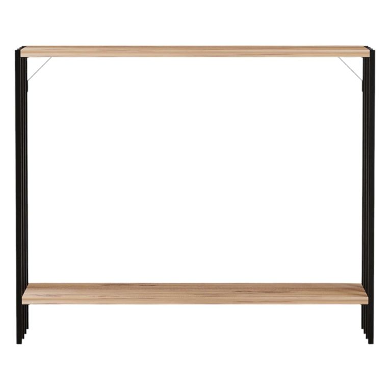Consolle Nero Marrone Rovere un Ripiano un Vano 90x26x74h cm, Colore Ripiano Marrone - Ravello
