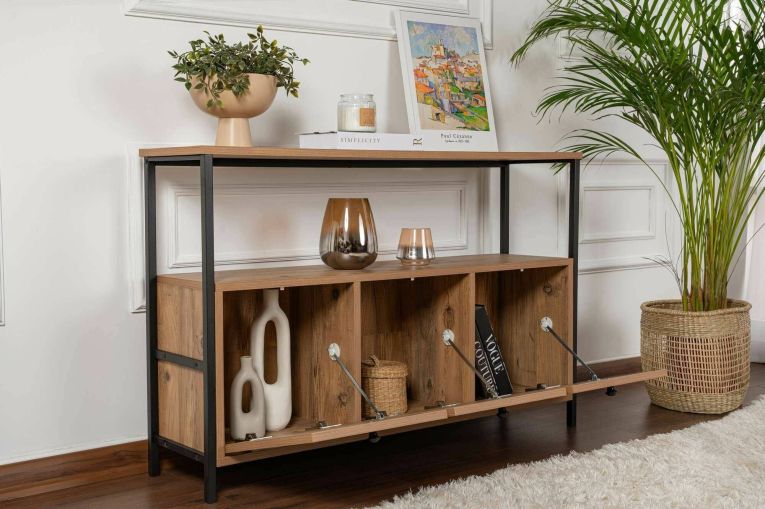 Consolle Nesta, 120x30 h75 cm, Pino e Nero
