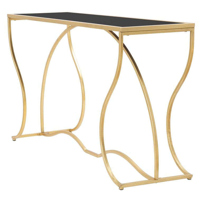 Consolle oro Fume Trasparente un Ripiano Materiale Struttura in Vetro 130x40x75h cm, Colore Ripiano Trasparente - Otepaa