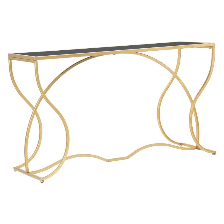 Consolle oro Fume Trasparente un Ripiano Materiale Struttura in Vetro 130x40x75h cm, Colore Ripiano Trasparente - Otepaa