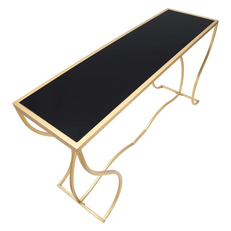 Consolle oro Fume Trasparente un Ripiano Materiale Struttura in Vetro 130x40x75h cm, Colore Ripiano Trasparente - Otepaa