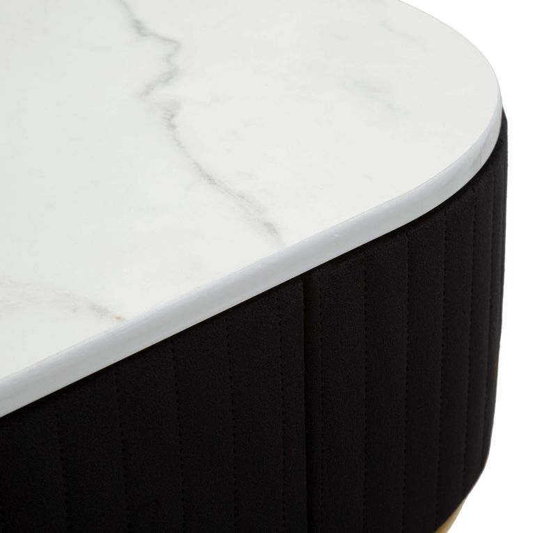 Consolle oro Nero un Ripiano Piano Effetto Marmo con 1 Cassetto 100x43x74h cm, Materiale Struttura in Tessuto - Marsa