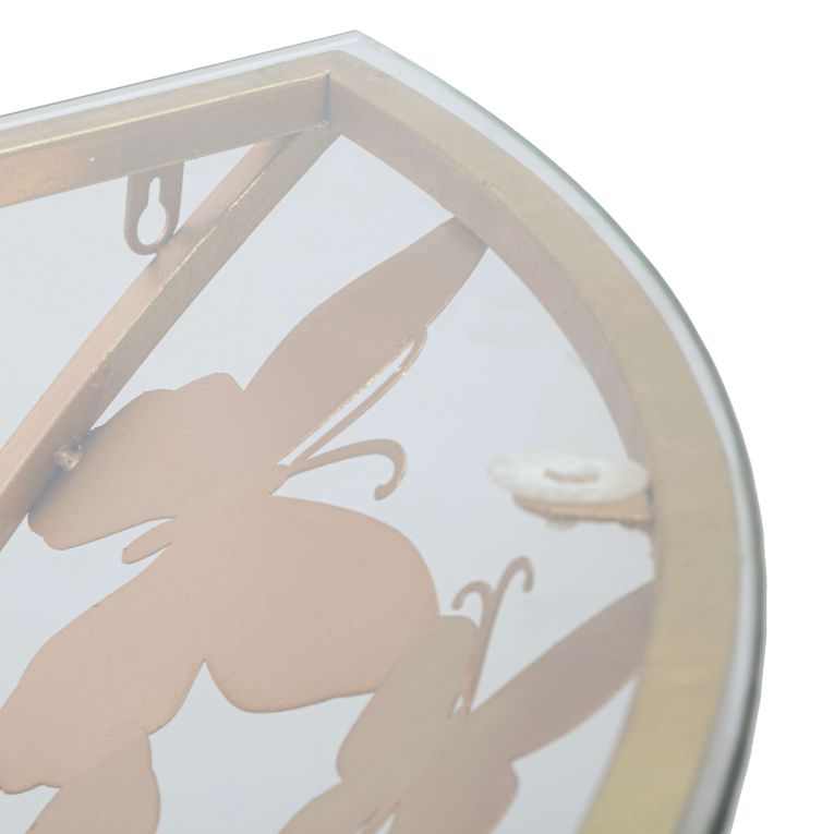 Consolle oro Trasparente un Ripiano Base con Decorazione con Farfalle 120x41x37h cm, Materiale Struttura in Vetro - Azrou