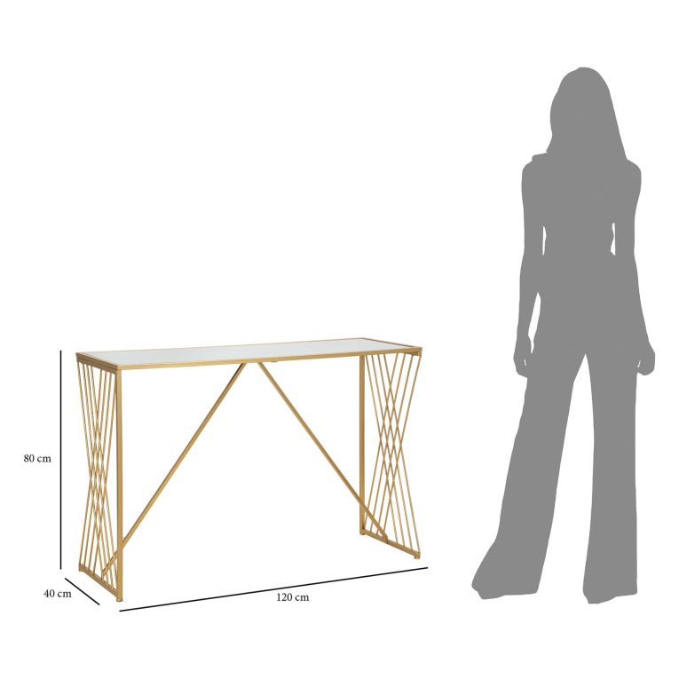 Consolle oro Trasparente un Ripiano Materiale Struttura in Vetro 120x40x80h cm, Colore Ripiano Trasparente - Axum