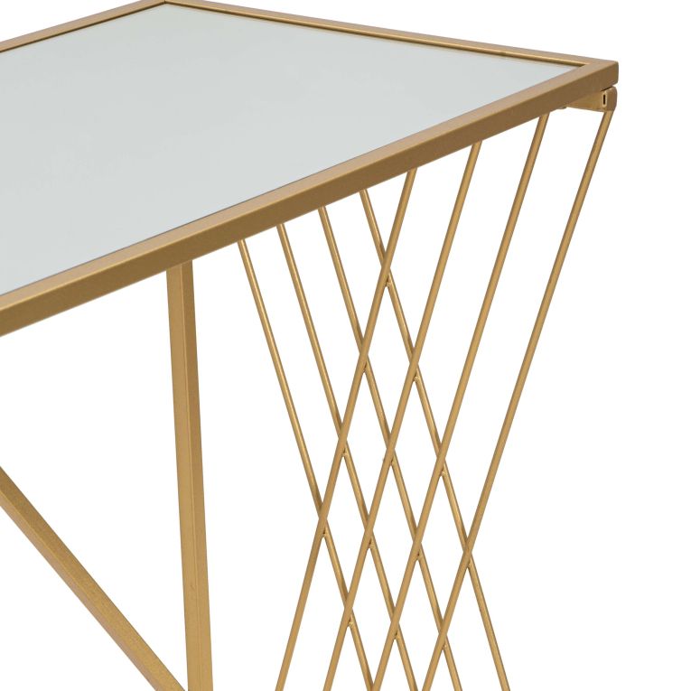Consolle oro Trasparente un Ripiano Materiale Struttura in Vetro 120x40x80h cm, Colore Ripiano Trasparente - Axum