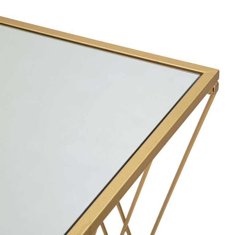 Consolle oro Trasparente un Ripiano Materiale Struttura in Vetro 120x40x80h cm, Colore Ripiano Trasparente - Axum