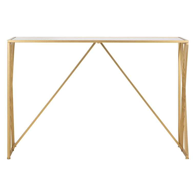 Consolle oro Trasparente un Ripiano Materiale Struttura in Vetro 120x40x80h cm, Colore Ripiano Trasparente - Axum