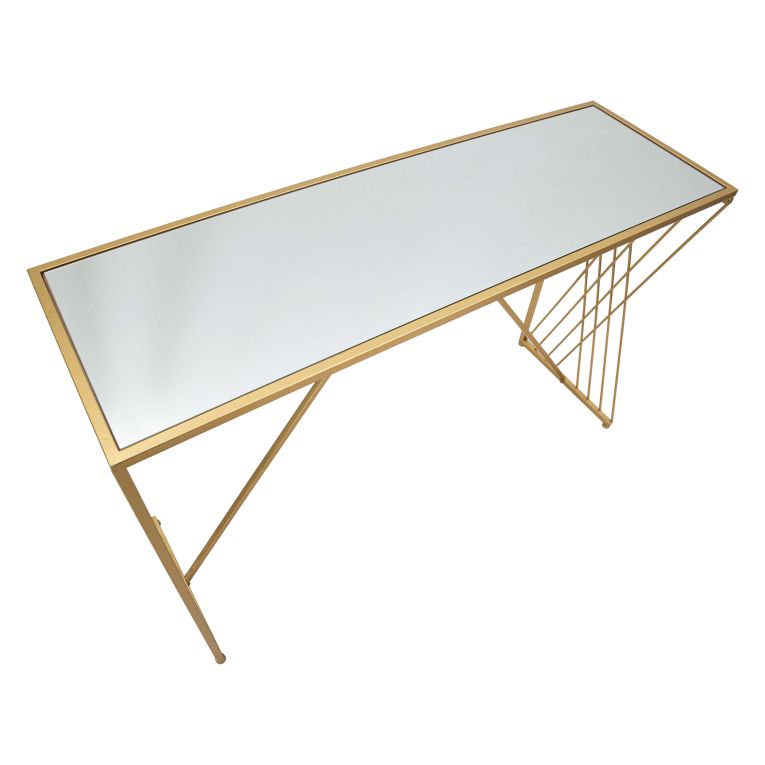 Consolle oro Trasparente un Ripiano Materiale Struttura in Vetro 120x40x80h cm, Colore Ripiano Trasparente - Axum