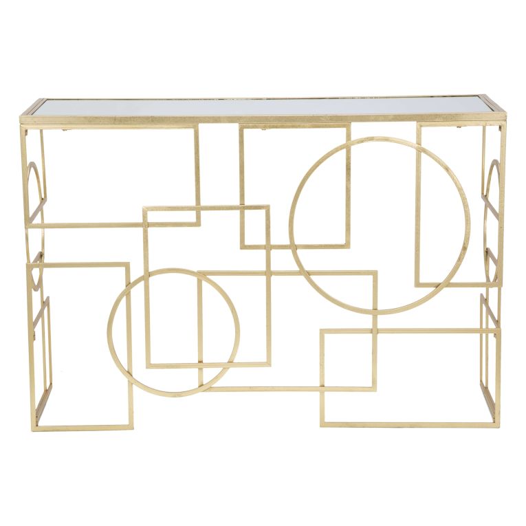 Consolle oro Trasparente un Ripiano Materiale Struttura in Vetro 120x41x81h cm, Colore Ripiano Trasparente - Rankin