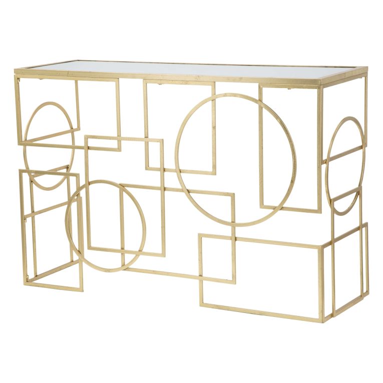 Consolle oro Trasparente un Ripiano Materiale Struttura in Vetro 120x41x81h cm, Colore Ripiano Trasparente - Rankin