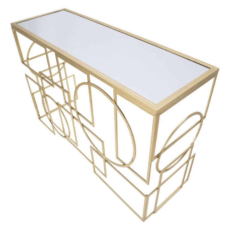 Consolle oro Trasparente un Ripiano Materiale Struttura in Vetro 120x41x81h cm, Colore Ripiano Trasparente - Rankin