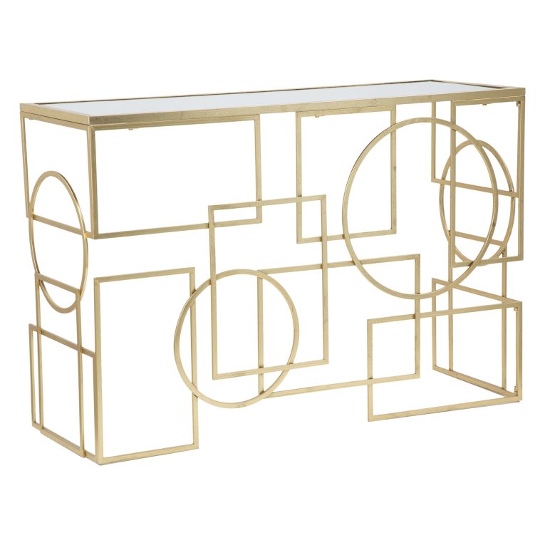 Consolle oro Trasparente un Ripiano Materiale Struttura in Vetro 120x41x81h cm, Colore Ripiano Trasparente - Rankin