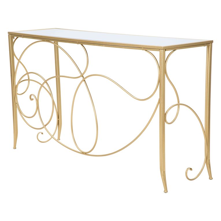 Consolle oro Trasparente un Ripiano Materiale Struttura in Vetro 140x40x80h cm, Colore Ripiano Trasparente - Dilija
