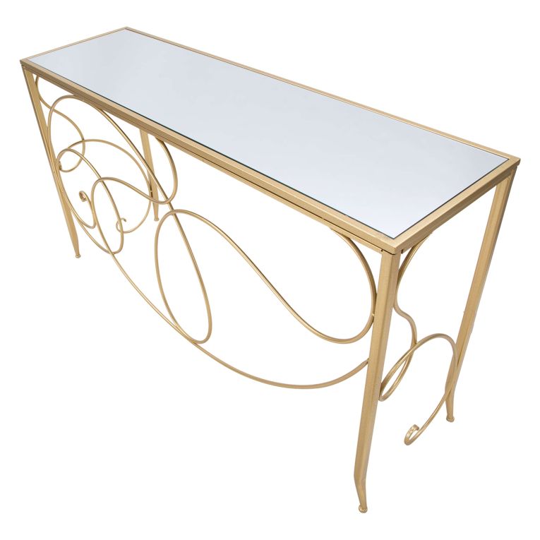 Consolle oro Trasparente un Ripiano Materiale Struttura in Vetro 140x40x80h cm, Colore Ripiano Trasparente - Dilija