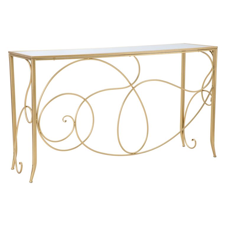 Consolle oro Trasparente un Ripiano Materiale Struttura in Vetro 140x40x80h cm, Colore Ripiano Trasparente - Dilija